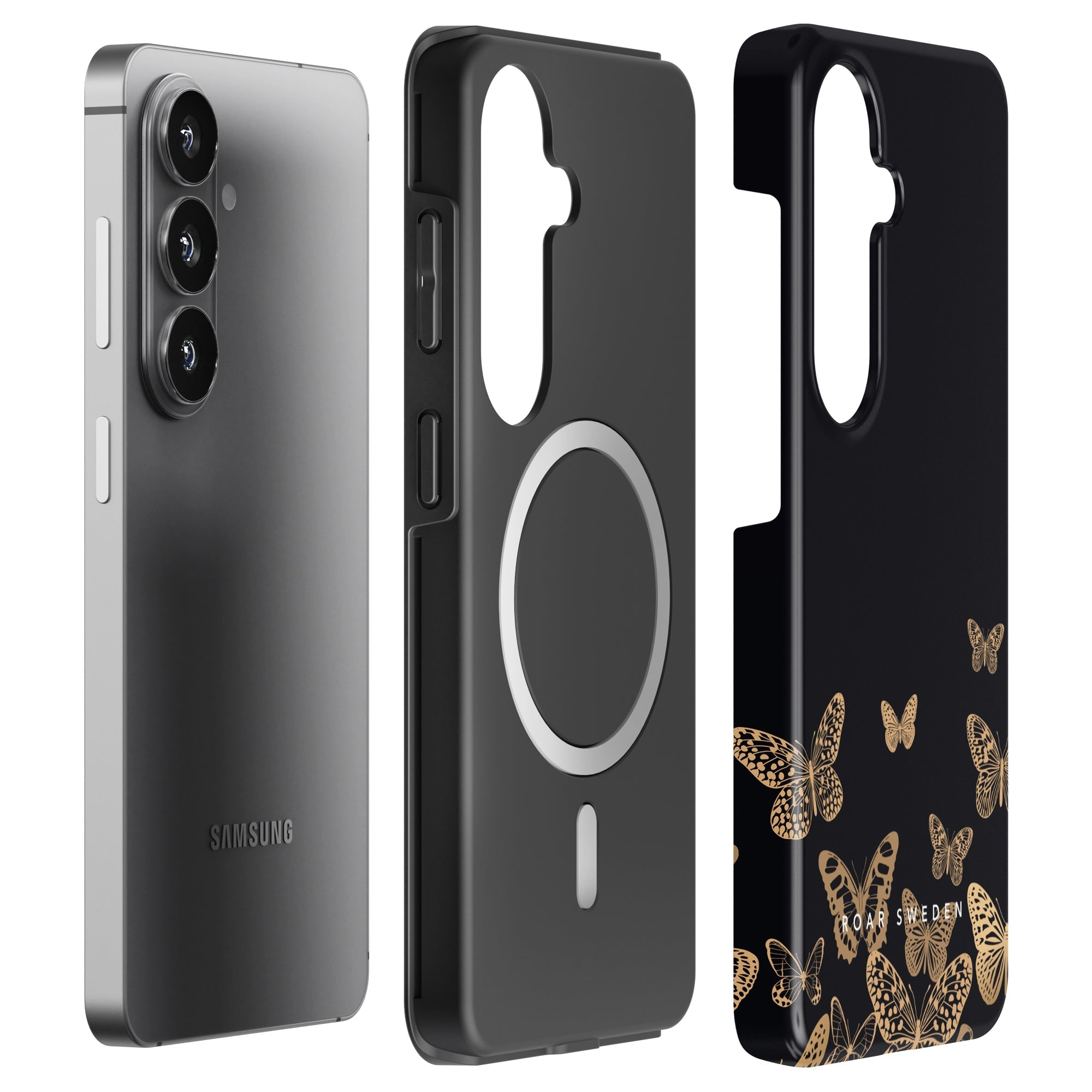 Gyldne sommerfugle - Magnetisk hårdført telefoncover