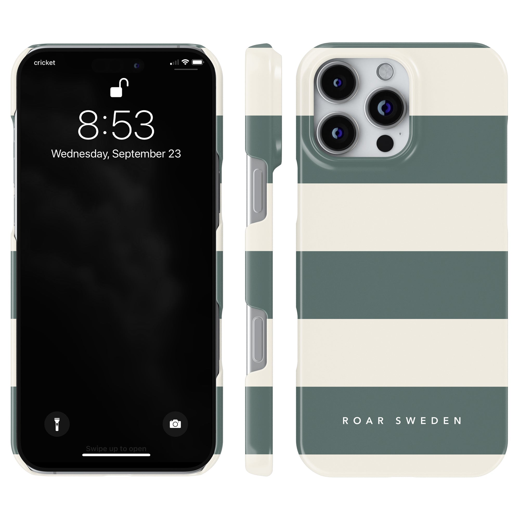 Slim mobilskal – Sage Stripes