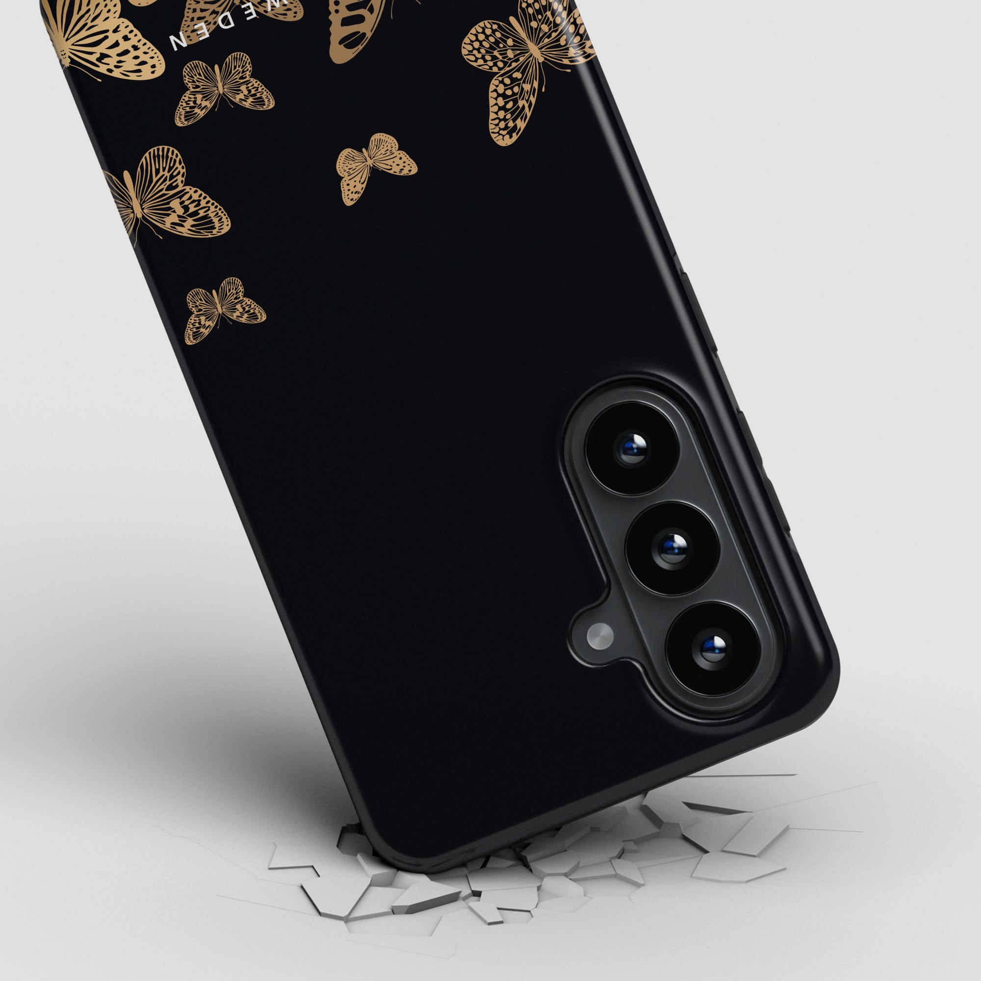 Gyldne sommerfugle - Magnetisk hårdført telefoncover