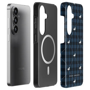 Plaid Horse Blue - Robustt Magnetisk Telefoncover