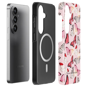 Rosy Butterflies - Robustt telefoncover med magnet