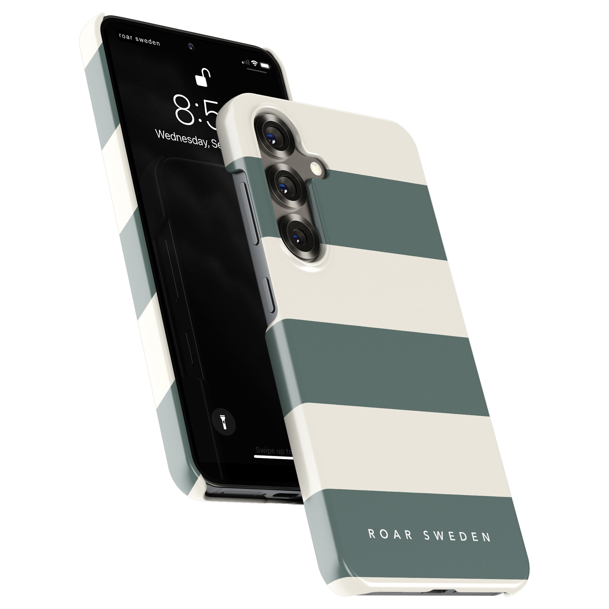 Slim mobilskal – Sage Stripes
