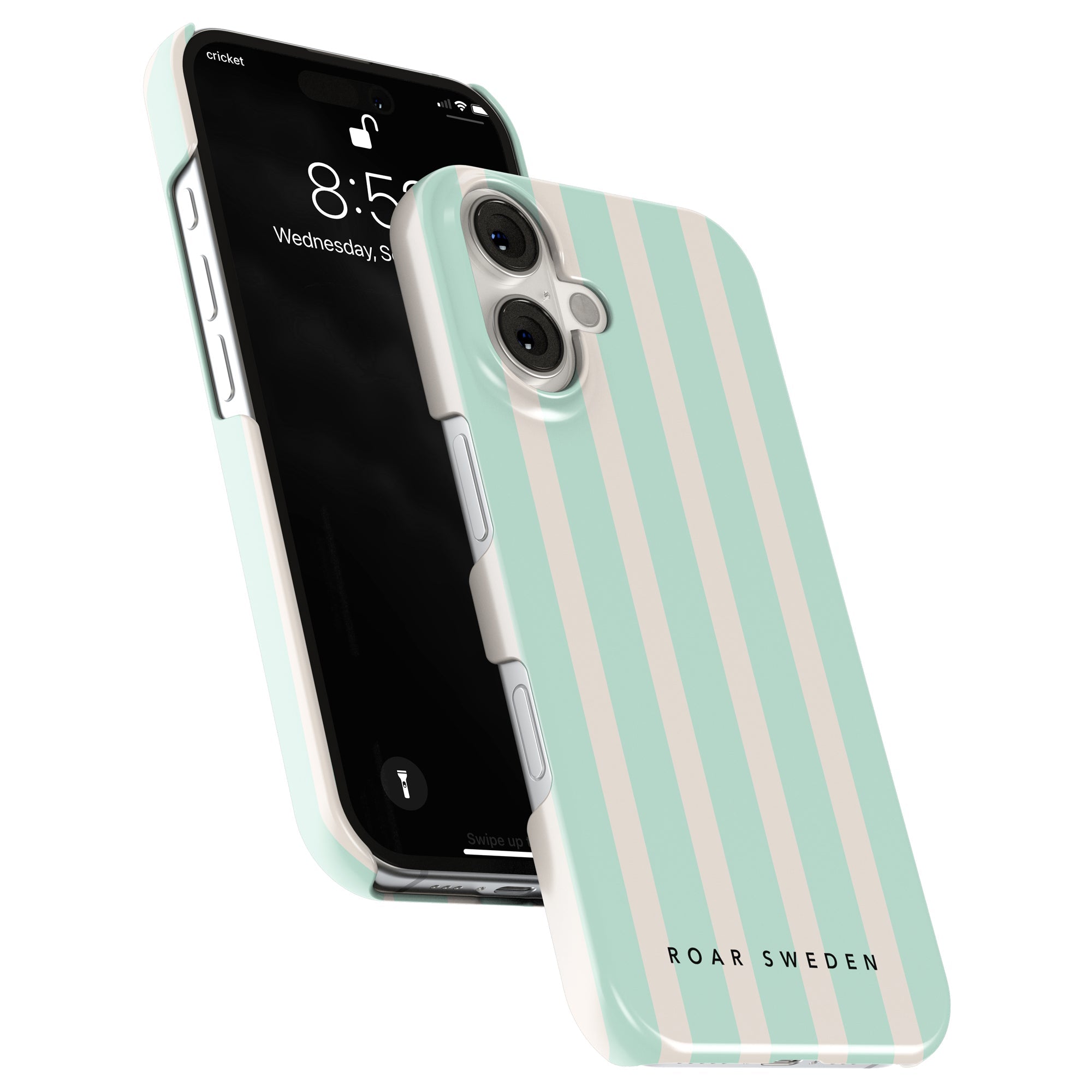 Slim mobilskal – Seafoam Stripes