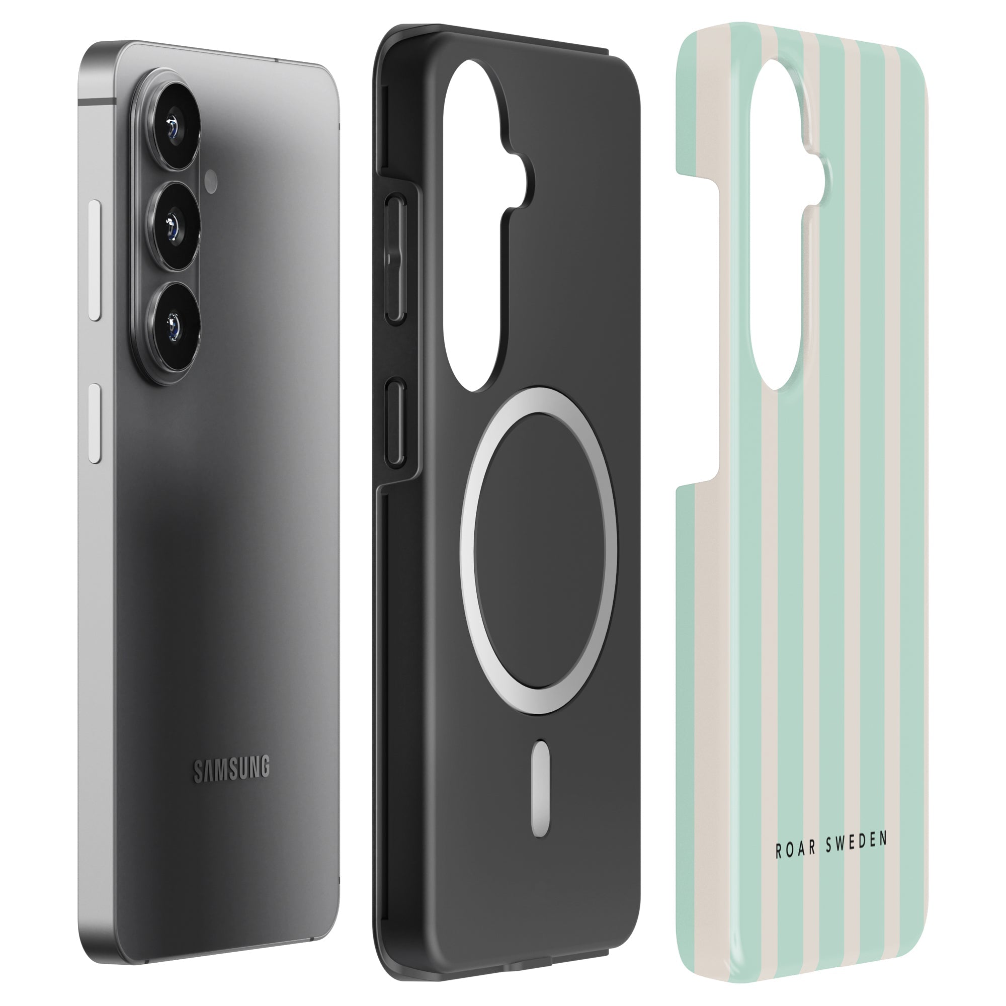 Seafoam Stripes - Magnetic Tough Phone Case - Roar Sweden
